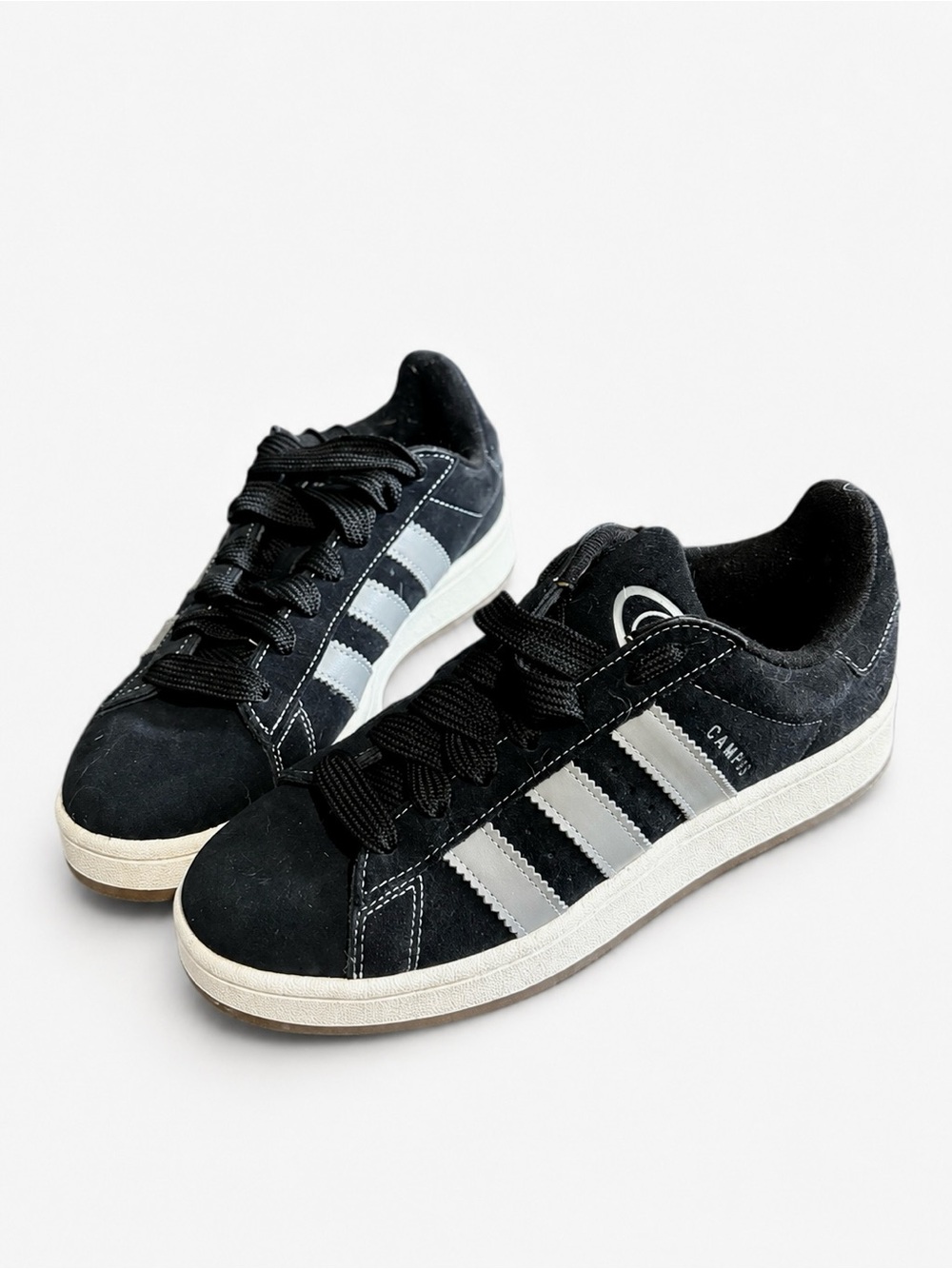 adidas Black Suede Sneakers with White Stripes